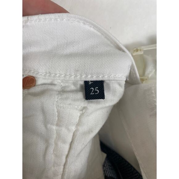 7 For all Mankind Womens High Waist Slim Kick White Jeans size 25 - Picture 4 of 7